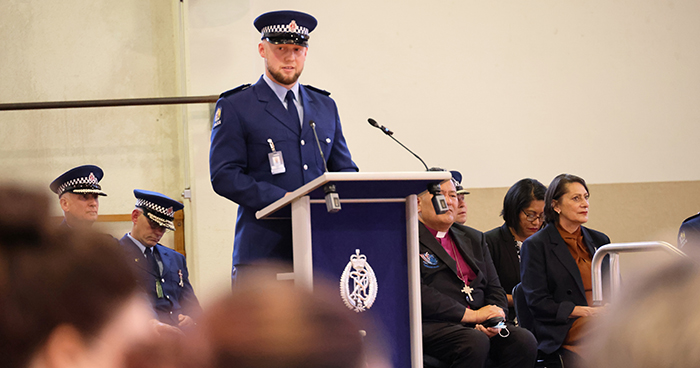 Constable Jared Kirk gave a speech on behalf of the wing.