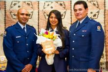 Naomi Kumar with Inspector Rakesh Naidoo and Superintendent Wallace Haumaha