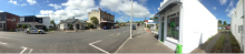 Taihape panorama: The police station is on the left, the Ad-Deen Mosque on the right.