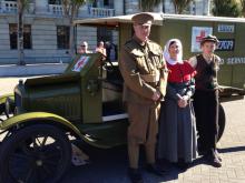 Sergeant Andrew Heffey and ambulance