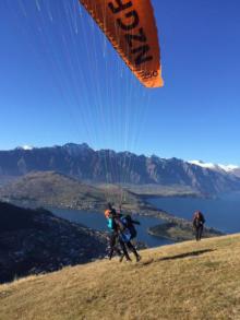 South: By paraglider over Queenstown.