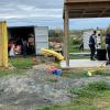 Police staff search a property in Wairoa today