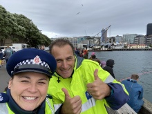 Thumbs up from Senior Sergeant Erin Hurley and Constable Phil Starr.