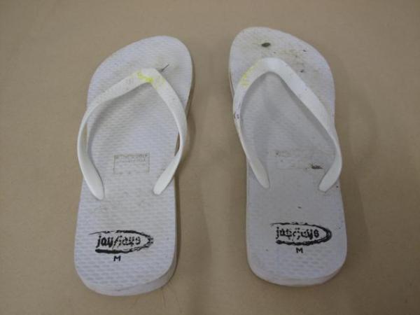 Jandals worn by offender in Glendene Reserve attack
