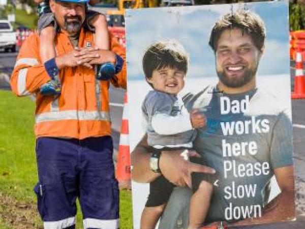 Nick Cain, Fulton Hogan Foreman and his 4 year-old son Ryder 