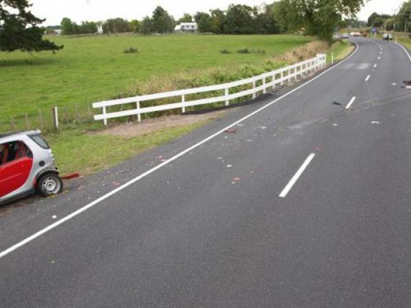 A view of yesterday's crash scene that left a motorcyclist critically injured