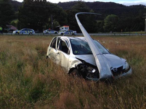 This car had been stolen from Hamilton before the thieves crashed it trying to avoid capture