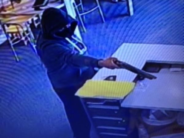 The scene inside the Te Awamutu ASB during yesterday's robbery