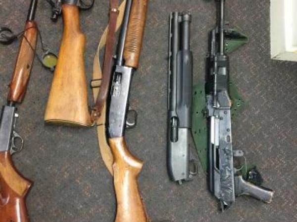 A collection of firearms located by Police