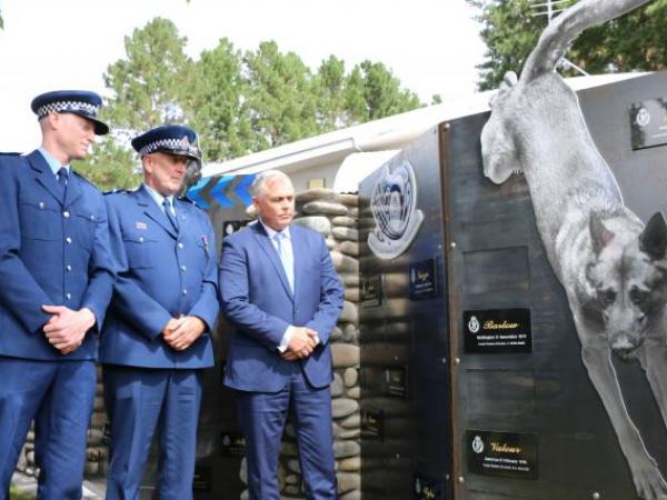 Constable Josh Robertson, Senior Constable Bruce Lamb and the Hon Mark Mitchell