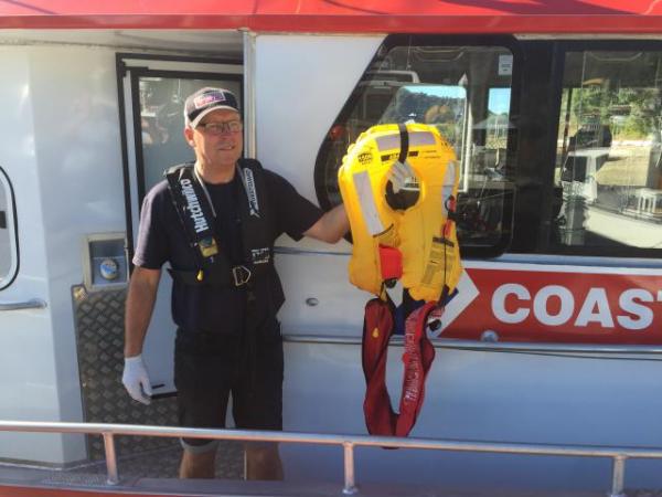 David from the Coastguard with the lifejacket 