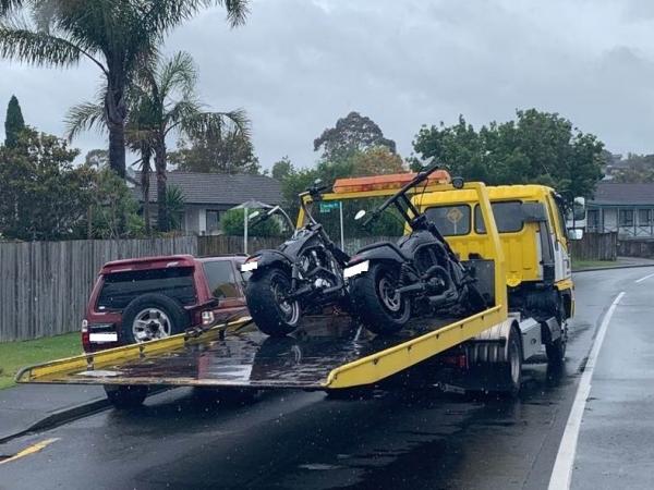 Motorcyles being impounded following sustained loss of traction by drivers