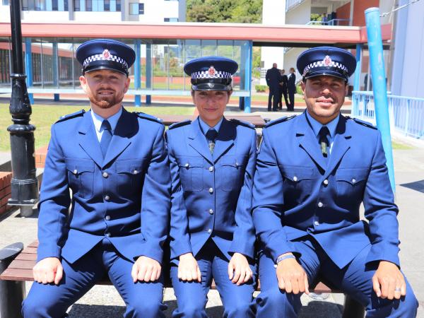 Left to right: Top student for Wing 348 and previous Police Emergency Call Taker and Dispatcher Constable, Lewis Ferguson; Const