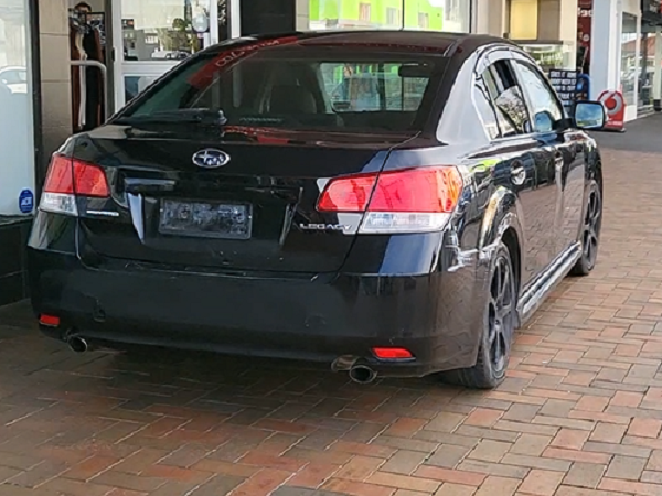 Black Subaru Legacy saloon, sought for Masterton aggravated burglary