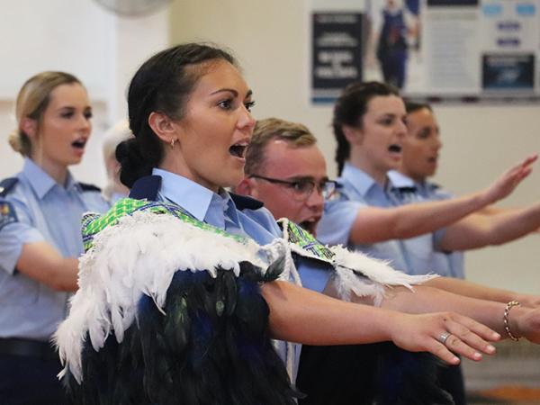 The newly graduated constables performing a haka.