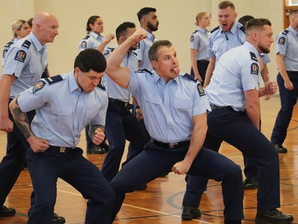 The newly graduated constables performing a haka.