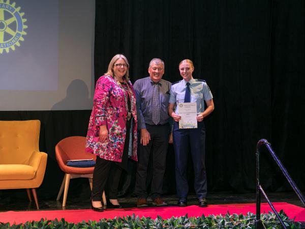 Constable Olivia Tilyard receives recognition of her Top 10 finish in the CHB Young Employee of the Year Awards.