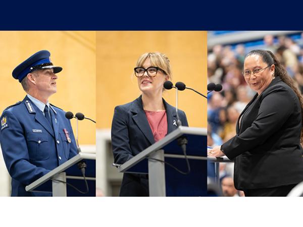 Commissioner Andrew Coster, Patron Caroline Flora and Minister Nicole McKee addressed the ceremony.