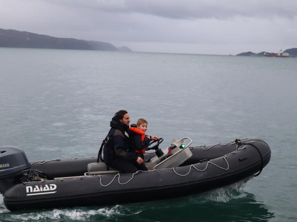 Carter out on the RHIB with Constable Nicholas (Nicko) McGregor.