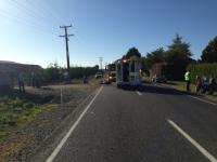 Emergency services attend the Tamahere crash this morning