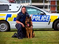 Senior Constable Sue Burridge with her real police dog Hades.  Photo:  Scott McKinnon    